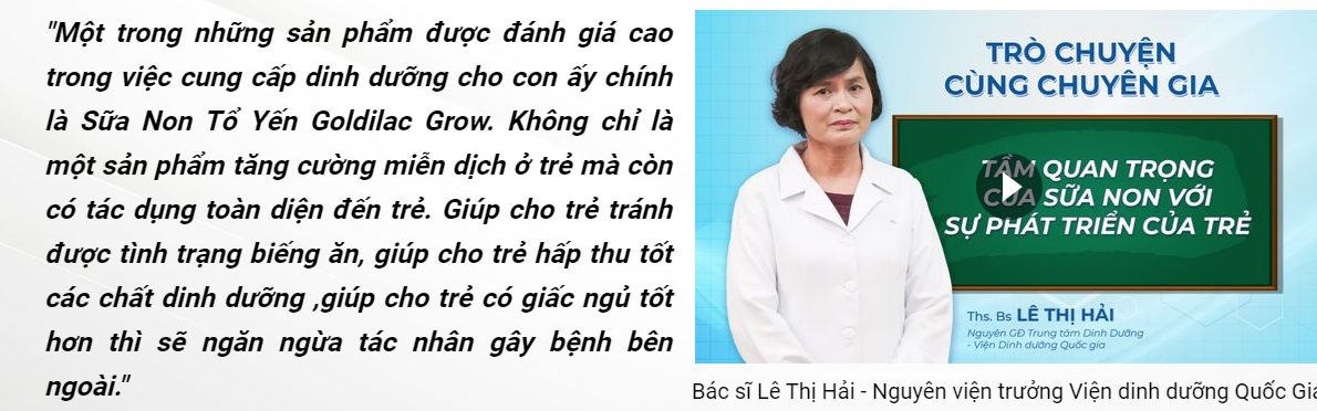 Chia sẻ của bác sĩ chuyên gia Lê Thị Hải nguyên viện trưởng viện dinh dưỡng quốc gia