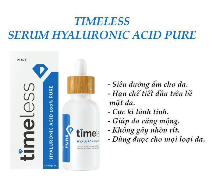 Serum cấp ẩm cho da dầu Serum Timeless Hyaluronic Acid