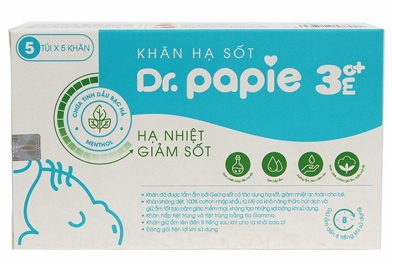 Cách dùng khăn hạ sốt Dr.papie cho trẻ